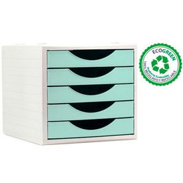 Archivo 2000 Módulo Organizador Ecogreen Sobremesa 5 Cajones 340x270x260mm Reciclado Verde Pastel