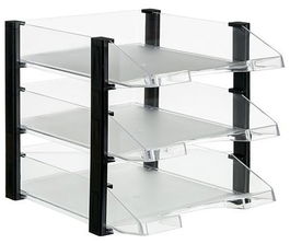 Conjunto 3 Bandejas Archivo 2000 Con Elevador Transparentes