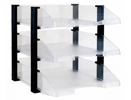 Archivo 2000 Conjunto de 3 Bandejas con Elevadores JumboRack Transparentes