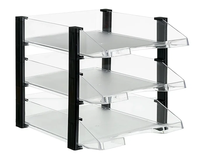 Archivo 2000 Conjunto de 3 Bandejas con Elevadores JumboRack Transparentes
