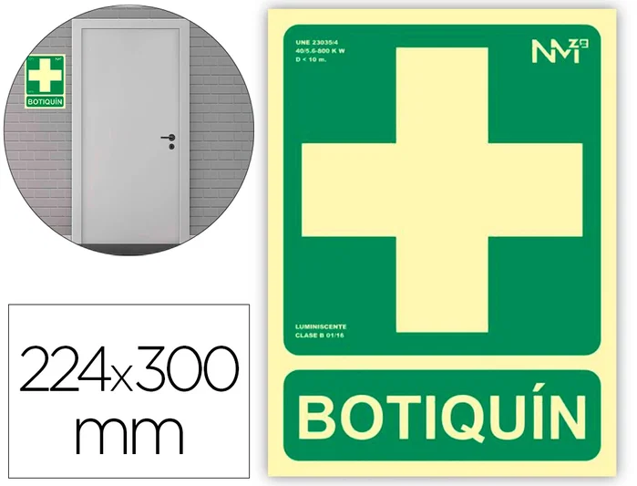 Archivo 2000 Señal de Botiquín Fotoluminiscente Verde