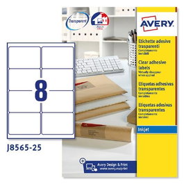 Avery Etiquetas Adhesivas Para Sobres Transparentes 99,1x67,7 mm Inkjet 8 X 25H