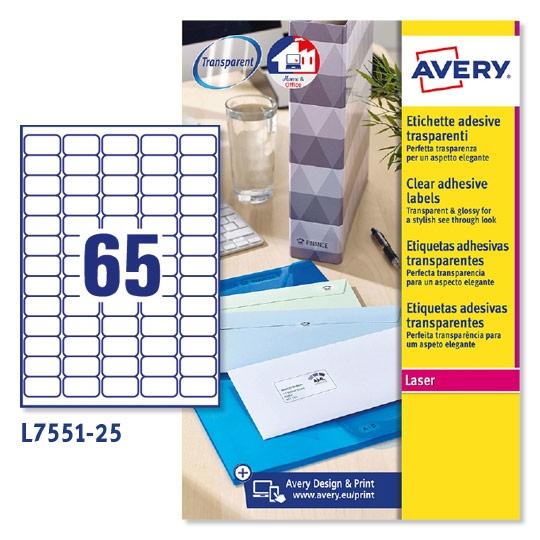 Avery Etiquetas Adhesivas Mini 38,1x21,2 Láser Transparentes 65 X 25H Avery Etiquetas Adhesivas Mini 38,1x21,2 Láser Transparentes 65 X 25H