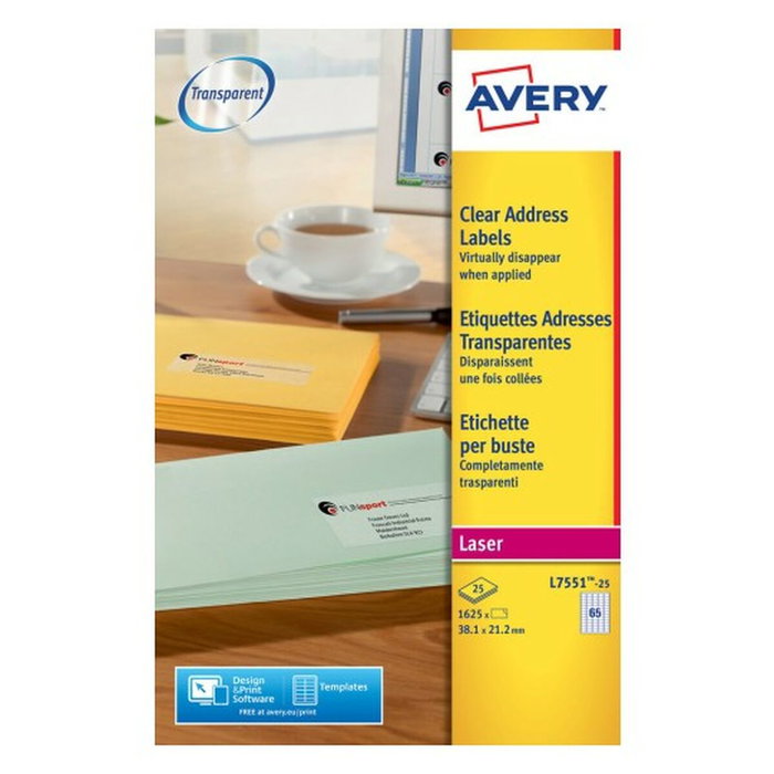 Avery Etiquetas Adhesivas Mini 38,1x21,2 mm Transparentes para Láser