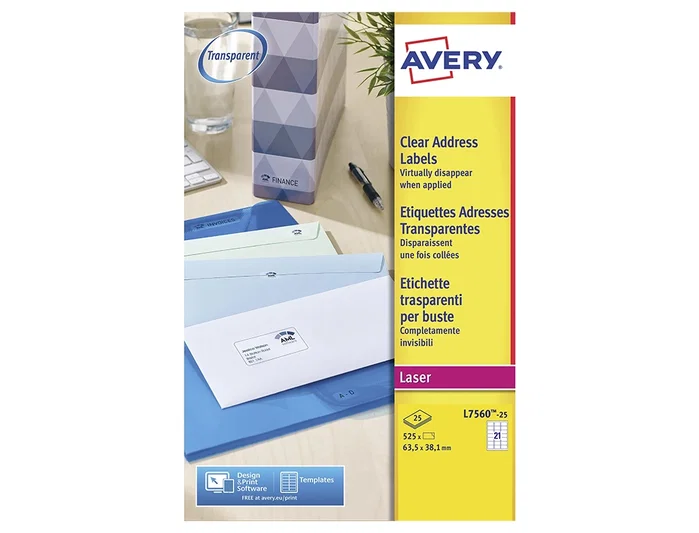 Avery Etiquetas Adhesivas Mini 38,1x21,2 mm Transparentes para Láser