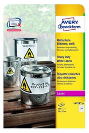 Avery Etiquetas Adhesivas Extra Resistentes 70x37 mm Láser Poliéster Blanco 24 X 20H