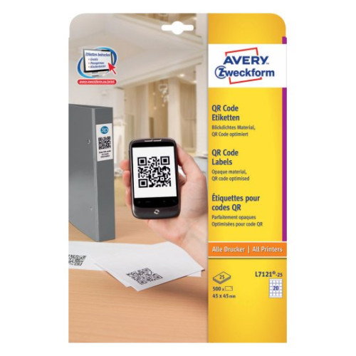 Avery Etiquetas Adhesivas para Códigos QR 45x45mm Blanco