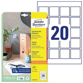 Avery Etiquetas Adhesivas para Códigos QR 45x45 mm Inkjet-Láser 20x25H Blanco