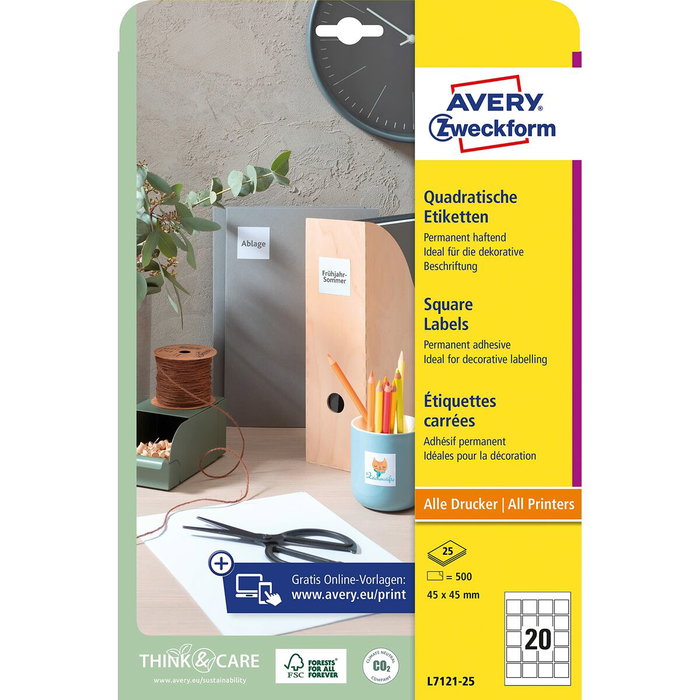 Avery Etiquetas Adhesivas para Códigos QR 45x45mm Blanco