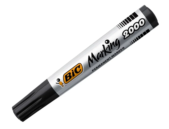 Bic Marcadores Permanentes Marking 2000 Negros, Caja de 12 Unidades