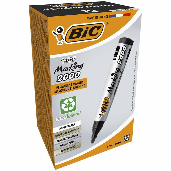 Bic Marcador Permanente Marking 2000 Negro Caja de 12 Unidades