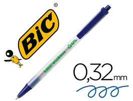 Bic Ecolutions Clic Stic Bolígrafo Reciclado Retráctil Punta Media Azul Tinta Base Aceite 1mm NF Environement