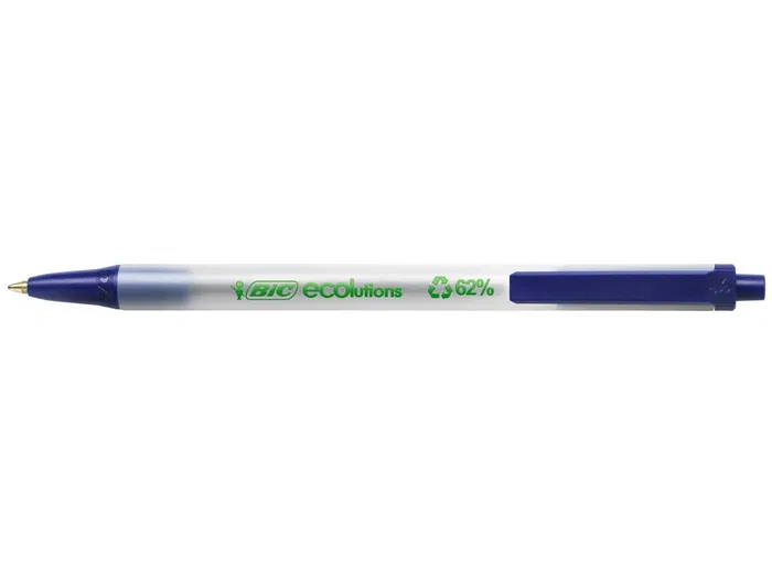 Bic Ecolutions Clic Stic Bolígrafo Reciclado Retráctil Punta Media Azul Tinta Base Aceite 1mm NF Environement