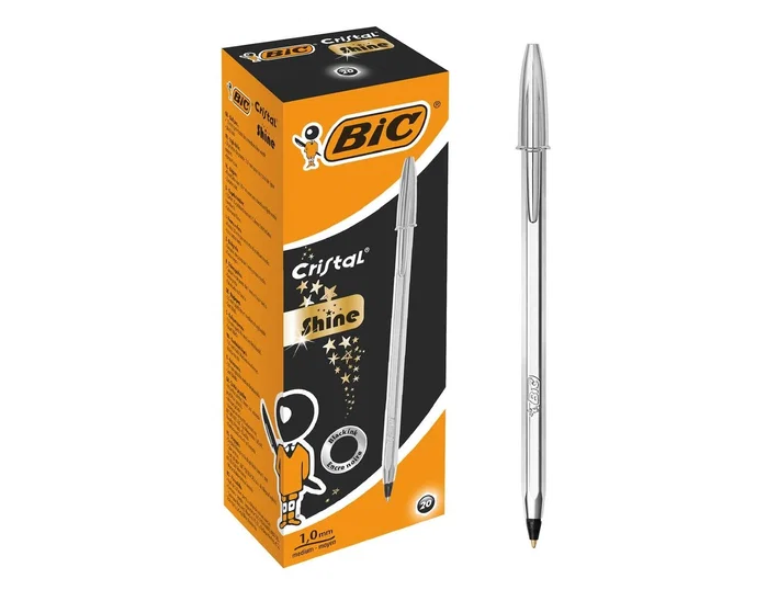 BIC Cristal Celebration Plata con Tinta Negra, Caja de 20 Unidades BIC Cristal Celebration Plata con Tinta Negra, Caja de 20 Unidades