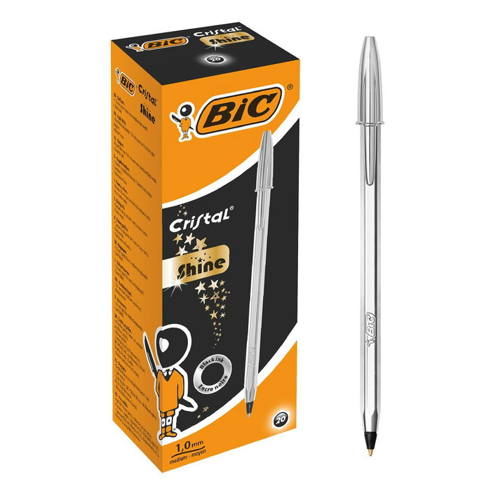 Bic Cristal Celebration Plata con Tinta Negra (Caja de 20 unidades)