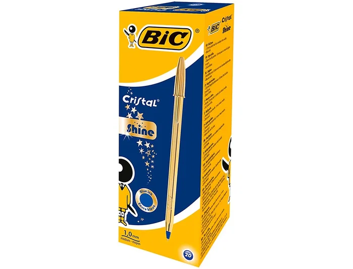 Bic Cristal Celebration Bolígrafo Oro con Tinta Azul (Caja de 20 unidades)