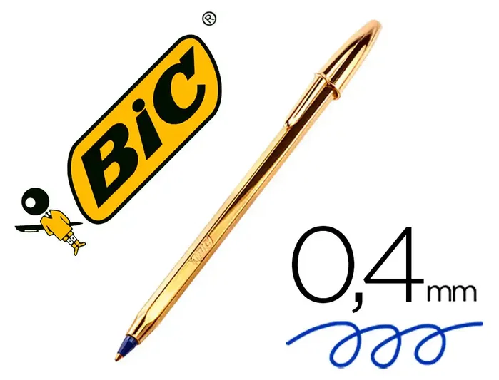Bic Cristal Celebration Bolígrafo Oro con Tinta Azul (Caja de 20 unidades)
