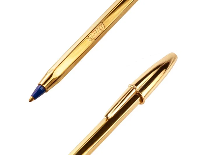 Bic Cristal Celebration Bolígrafo Oro con Tinta Azul (Caja de 20 unidades)