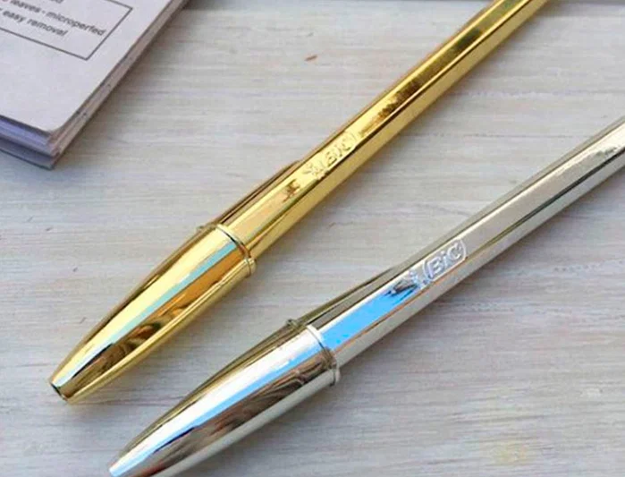 Bic Cristal Celebration Bolígrafo Oro con Tinta Azul (Caja de 20 unidades)
