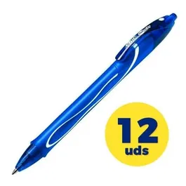 Bic 950442 Caja de Bolígrafos de Tinta Gel Retráctil Gelocity Quick Dry, 0.7 mm, 12 Unidades, Azules