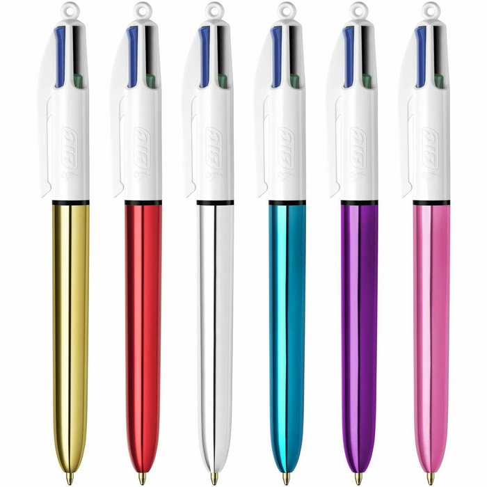 BIC Bolígrafo 4 Colores Shine Silver Cuerpo Blanco/Surtido Metálico BIC Bolígrafo 4 Colores Shine Silver Cuerpo Blanco/Surtido Metálico