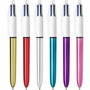 BIC Bolígrafo 4 Colores Shine Silver Cuerpo Blanco/Surtido Metálico