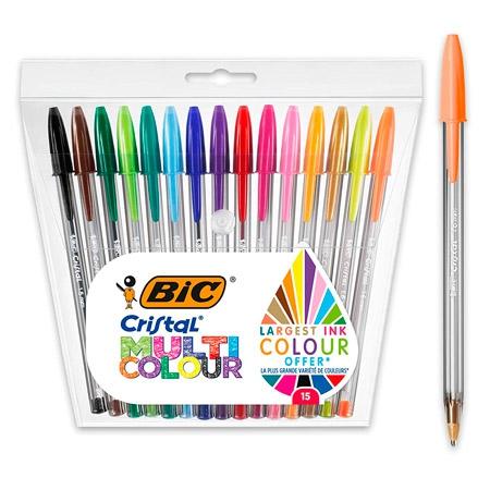 Bic Bolígrafo Cristal Multicolor, 15 Colores Diferentes, Blíster 15 Unidades Bic Bolígrafo Cristal Multicolor, 15 Colores Diferentes, Blíster 15 Unidades