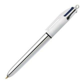 BIC Shine Bolígrafo 4 Colores Cuerpo Blanco/Plateado (Set de 12)