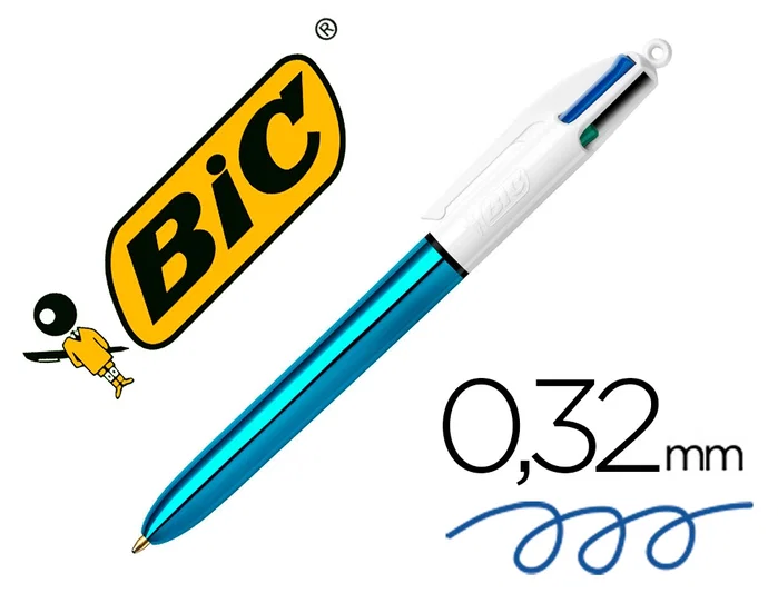 Bic Bolígrafo 4 Colores Shine Cuerpo Blanco/Azul Metálico Bic Bolígrafo 4 Colores Shine Cuerpo Blanco/Azul Metálico