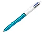 Bic Bolígrafo 4 Colores Shine Cuerpo Blanco/Azul Metálico