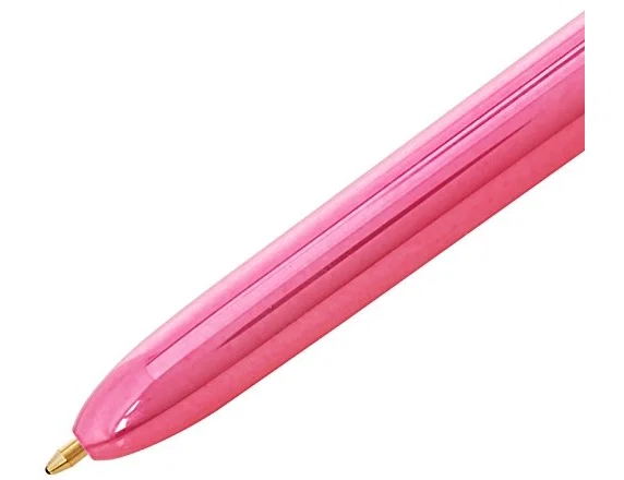 BIC Bolígrafo 4 Colores Shine Rosa Metálico, Punta 1 mm (Caja de 12 unidades)
