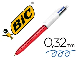 Bic Bolígrafo 4 Colores Shine Rojo Punta de 1 mm