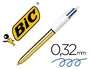 Bic Bolígrafo Cuatro Colores Shine Oro Punta 1 mm Tinta Aceite Trazo 0,32 mm