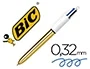 Bic Bolígrafo Cuatro Colores Shine Oro Punta 1 mm Tinta Aceite Trazo 0,32 mm