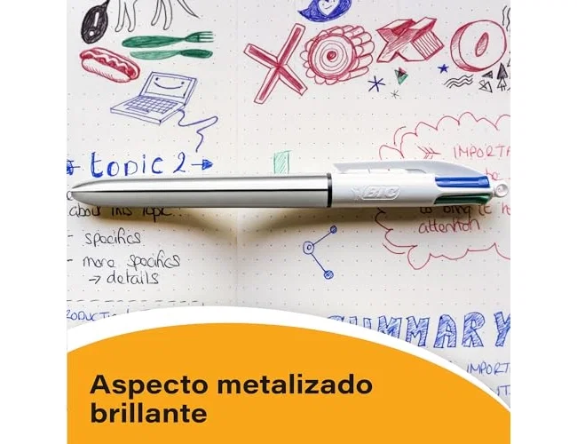 Bic Bolígrafo Cuatro Colores Shine Oro con Punta de 1 mm