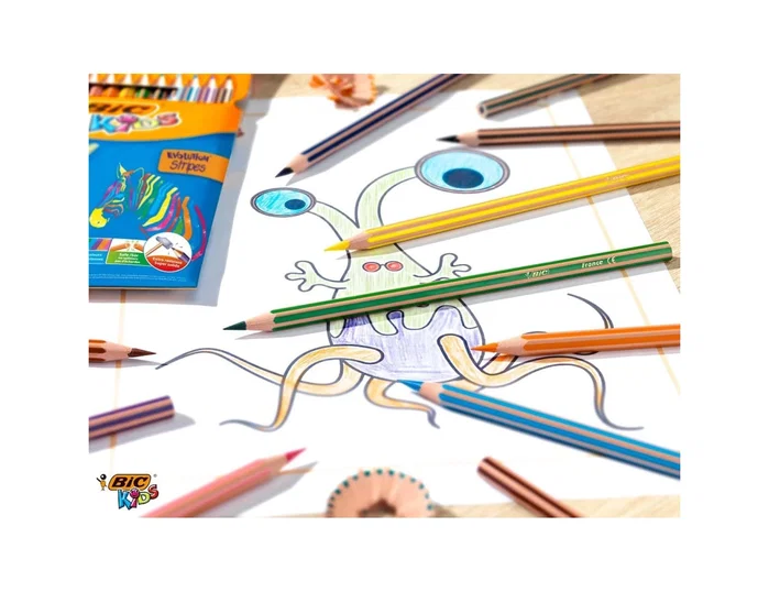 BIC Kids Evolution Stripes Estuche de 24 Lápices de Colores Surtidos BIC Kids Evolution Stripes Estuche de 24 Lápices de Colores Surtidos