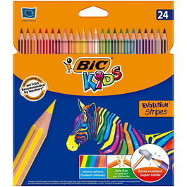 Bic Lápices de Colores Kids Evolution Stripes Estuche 24 Unidades