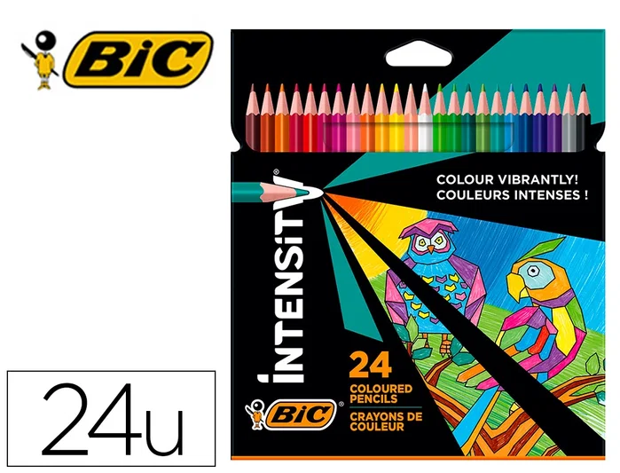 Bic Lápices de Colores Intensity Triangle, 24 Unidades, Colores Surtidos