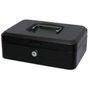 Bismark Caja de caudales metálica con bandeja y cierre, 25x9x17 cm, negra