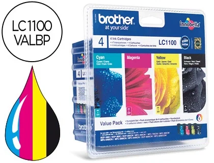 Brother LC1100VALBP Pack de 4 Cartuchos de Tinta (BK/C/M/Y)