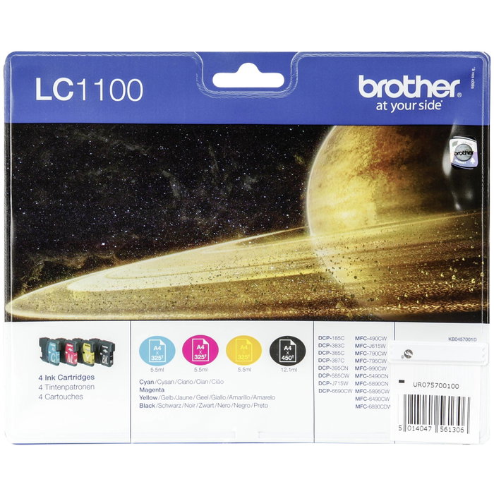 Brother LC1100VALBP Pack de 4 Cartuchos de Tinta (BK/C/M/Y)