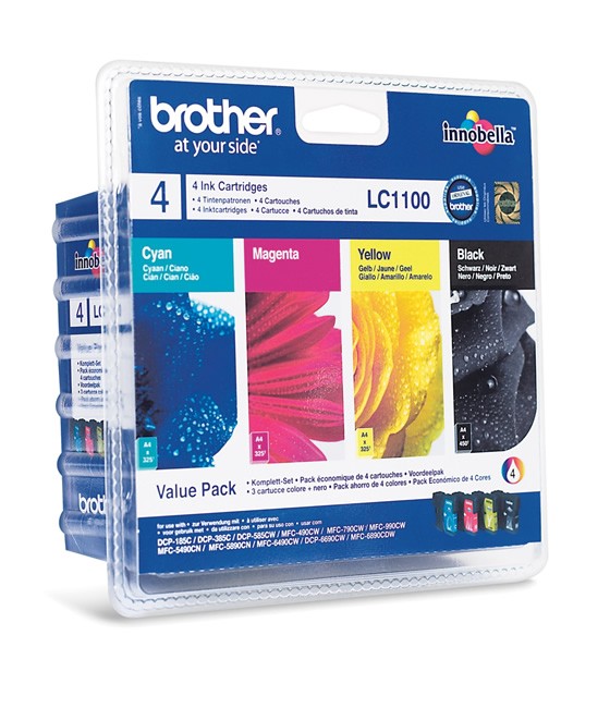 Brother LC1100VALBP Pack de 4 Cartuchos de Tinta (BK/C/M/Y)