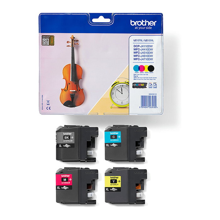 Brother LC127XLVALBP Multipack de 4 Cartuchos de Tinta (Negro, Cian, Magenta, Amarillo) de Alta Capacidad Brother LC127XLVALBP Multipack de 4 Cartuchos de Tinta (Negro, Cian, Magenta, Amarillo) de Alta Capacidad