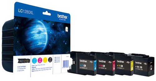 Brother Pack de 4 Cartuchos de Tinta XL LC1280XLVALBP (Negro, Cian, Magenta, Amarillo) Brother Pack de 4 Cartuchos de Tinta XL LC1280XLVALBP (Negro, Cian, Magenta, Amarillo)