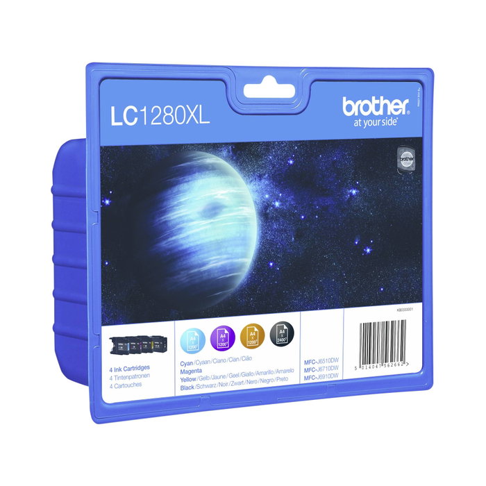 Brother Pack de 4 Cartuchos de Tinta XL LC1280XLVALBP (Negro, Cian, Magenta, Amarillo) Brother Pack de 4 Cartuchos de Tinta XL LC1280XLVALBP (Negro, Cian, Magenta, Amarillo)