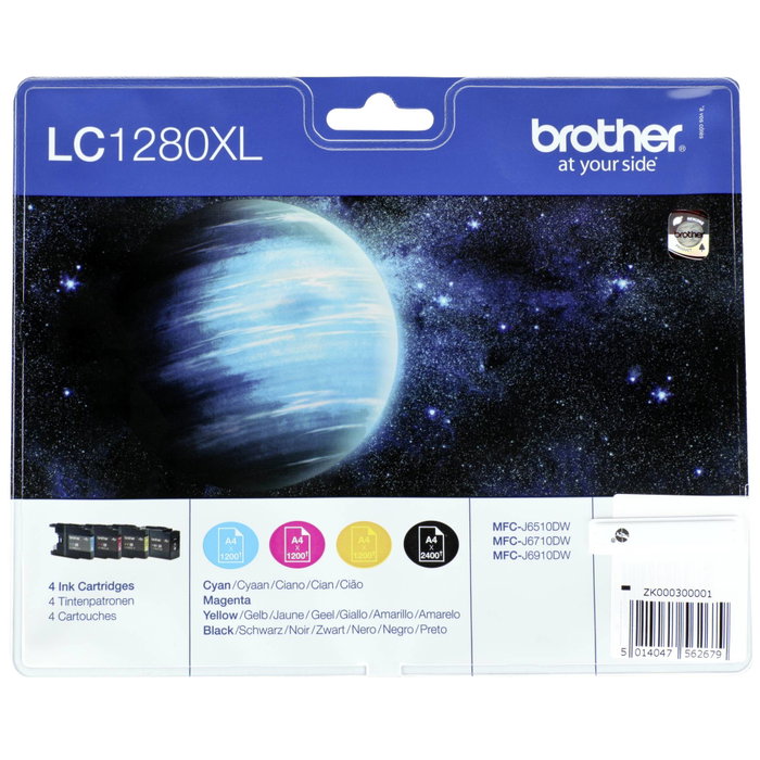 Brother Pack de 4 Cartuchos de Tinta XL LC1280XLVALBP (Negro, Cian, Magenta, Amarillo) Brother Pack de 4 Cartuchos de Tinta XL LC1280XLVALBP (Negro, Cian, Magenta, Amarillo)