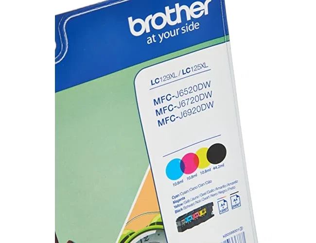 Brother Pack de 4 Cartuchos de Tinta LC129XLVALBP (Negro, Cian, Magenta, Amarillo) XL Brother Pack de 4 Cartuchos de Tinta LC129XLVALBP (Negro, Cian, Magenta, Amarillo) XL