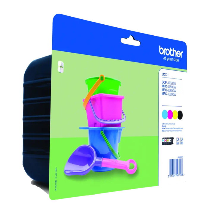 Brother Multipack de Cartuchos de Tinta LC221VALBP (Negro, Cian, Magenta, Amarillo)