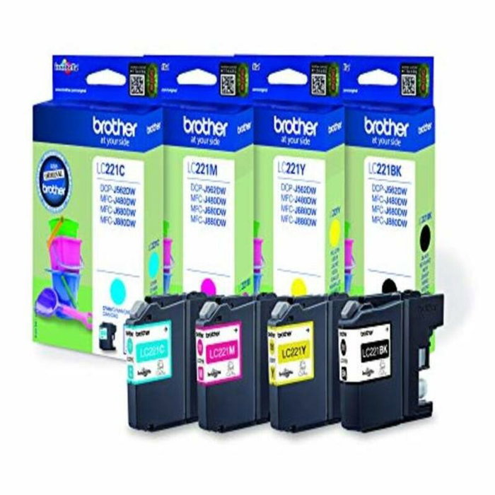 Brother Multipack de Cartuchos de Tinta LC221VALBP (Negro, Cian, Magenta, Amarillo)