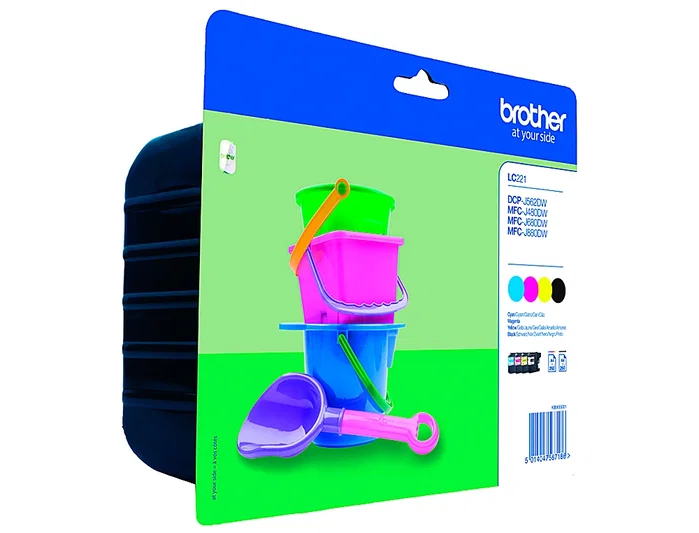 Brother Multipack de Cartuchos de Tinta LC221VALBP (Negro, Cian, Magenta, Amarillo)